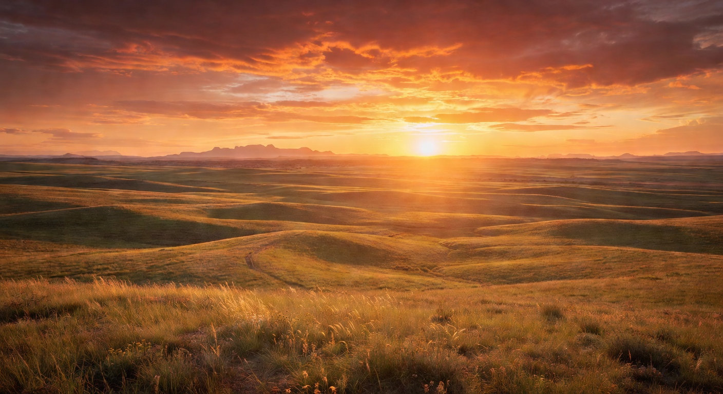 Golden hour warm sunset