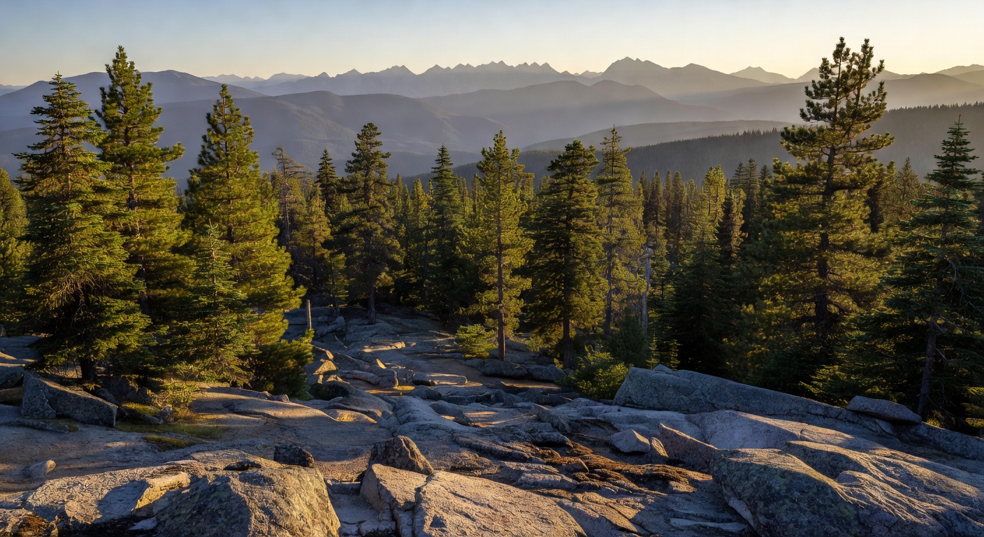 Layered landscape with foreground, middle ground, background