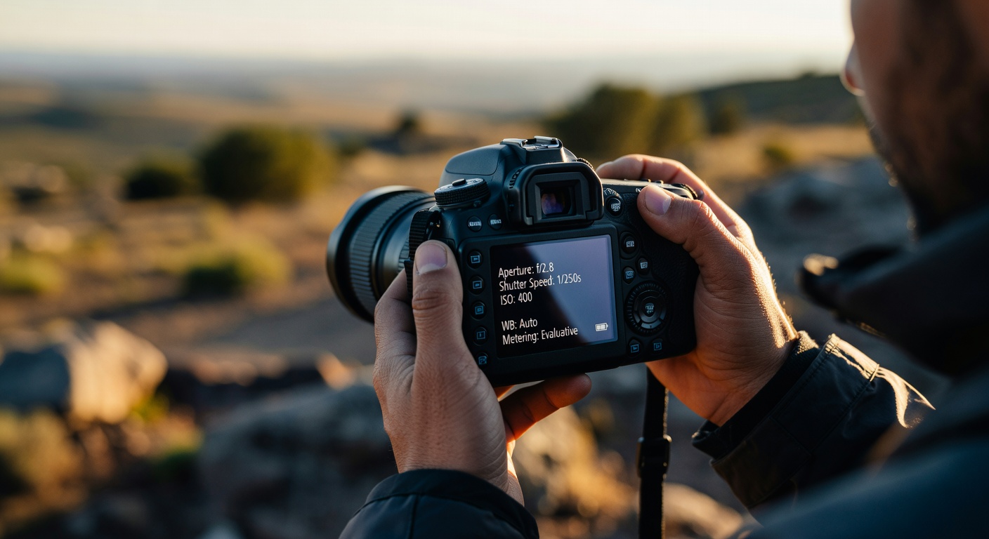 Camera LCD showing settings